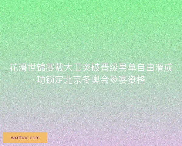 花滑世锦赛戴大卫突破晋级男单自由滑成功锁定北京冬奥会参赛资格