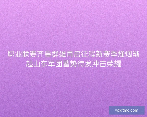 职业联赛齐鲁群雄再启征程新赛季烽烟渐起山东军团蓄势待发冲击荣耀